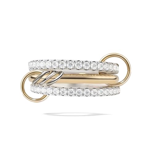 Image of Shcyee Designer Two Toned Stackable Rings For Women Non Tarnish | Statement Titanium Steel Ring Stack | Sparkle Iced Out Rings Valentine Christmas Birthday Gift, Titanium Steel, Cubic Zirconia