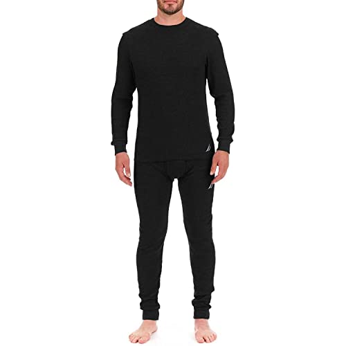 Nautica Men's Long Sleeve Base Layer Set Crewneck Waffle Thermal Underwear Top and Bottom Set4