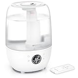 Brandson - Luftbefeuchter digital mit Display – 2000 ml Volumen – mit Fernbedienung – 3 Nebelstufen – Timer – sehr leise - Schlafzimmer Baby Kinderzimmer Büro – weiß-transparentes Design