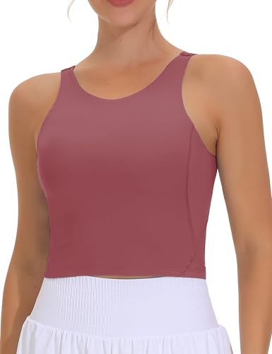 Image of THE GYM PEOPLE Women Sports Bra Sleeveless Padded Running Workout Tank Tops
