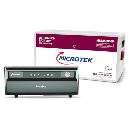 Image of Microtek Inverter with Lithium Battery Combo for Home, Office & Shops | Heavy Duty vTURBO NEW 2350 24V Pure Sine Wave 2000VA + 25.6V 100Ah LithiumBattery | Warranty: 36M Inverter & 60M Battery