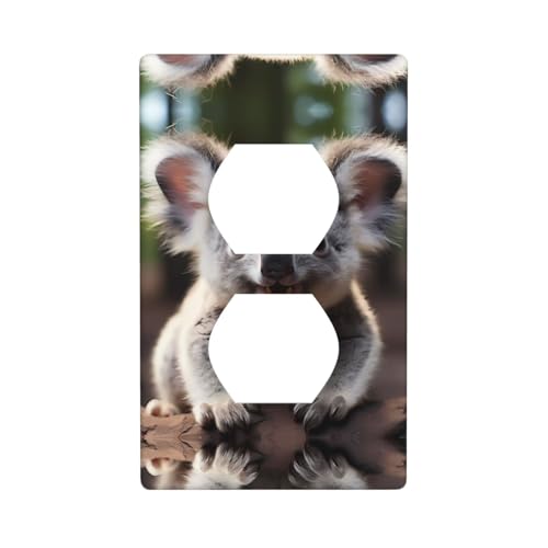 Phayah Placa de pared dúplex con patrón de koala, tamaño estándar, policarbonato termoplástico, doble enchufe