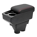 YJYWZH Car Console Armrest for Peugeot 208 2012-2018 Auto Accessories Center Storage Box with Cup Holder (Black with Red Thread)