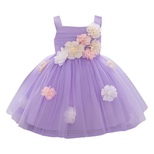 2025 Girls Flower Tulle Tutu Dress Formal Pageant Princess Party Birthday Dresses Toddler Baby Girl Dresses 6M-3Y