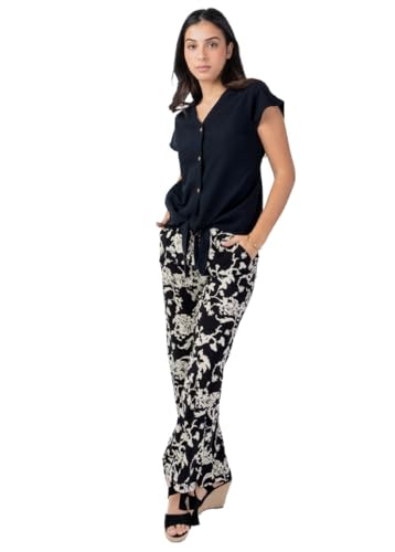 Top femme manches courtes ERMINE en maille noire - T-shirt col rond