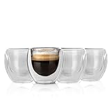 BigDean 4 Stück doppelwandige Espressotassen 80 ml - spülmaschinenfest + standfest - hochwertige Thermogläser Espresso Gläser - stoßfest & kratzfest - stabiles Espresso Glas