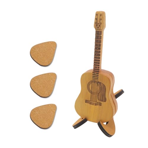 CashBeat Wooden Guitar Pick Box with Stand & 3 Picks,...