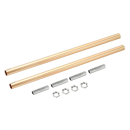 Image of MECCANIXITY Threaded Extension Rod, 9.8 inch Lamp Pipe with Connector Light Fixture for Pendant Light Island Lighting Chandeliers Stems, French Gold 2 Set