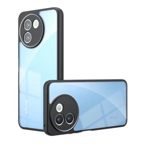 Image of REALCASE Back Cover Case for Vivo V30e 5G | Slim Fit Hard PC Back & Soft TPU Bumper | Protective Shockproof Scratch Resistant Case for VIvo V30e 5G (Black+Clear)