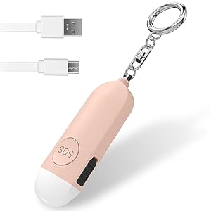 Qoosea Zakalarm met 130 dB persoonlijk alarm, veilig en persoonlijk veiligheidsalarm met ledlicht, oplaadbaar, waterdicht, noodgevings- en veiligheidsalarm, roze
