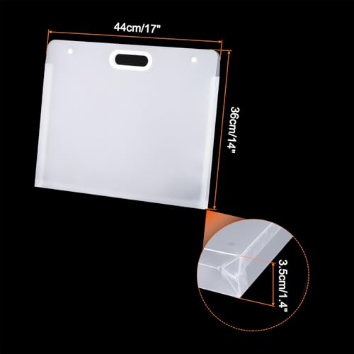 Image of PATIKIL 17 x 14 Inch Plastic Art Portfolio, Large Art Storage Bag with Handles, Waterproof Folder Container for Artwork Drawing Sketch Poster Photography Diamond Painted, Clear White