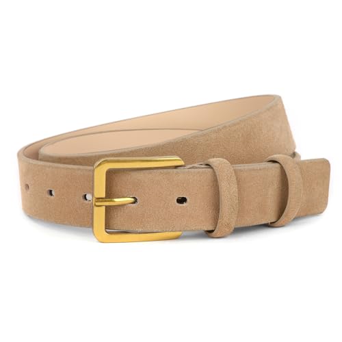 Women's Fashion Suede Leather Belt with Gold Buckle 1.3