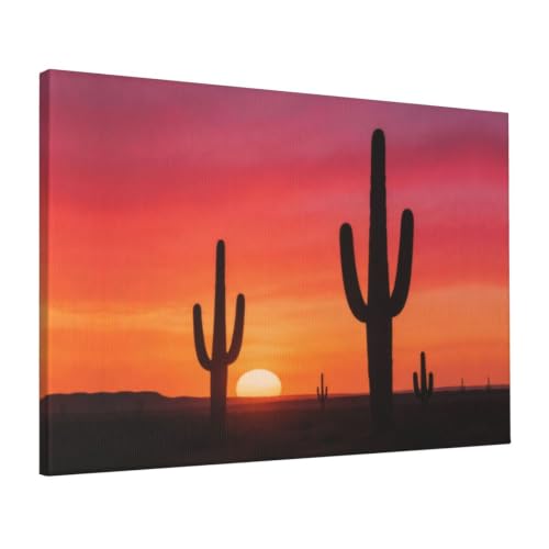 Toile murale cactus du désert encadrée 40x61 cm pour salon CNTDBU
