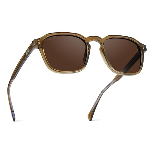 Image of WearMe Pro Men's Polarized Square Sunglasses - Wide Fit, Retro Style, UV400, Lightweight Frame for Driving & Daily Wear