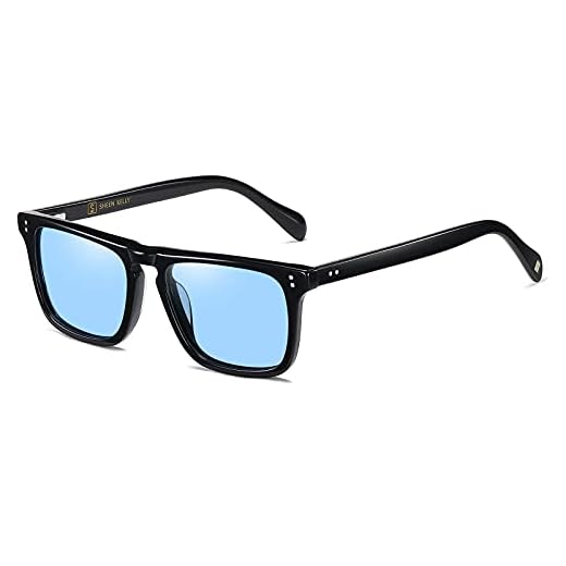 SHEEN KELLY Alta qualità Tony Stark Occhiali da sole Piazza Materiale del piatto Telaio Polarized per Uomo Donna Occhiali da sole Classico Downey Iron Man Lente blu