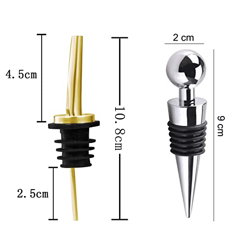 WAFJAMF 6 Pcs Liquor Pour Spouts Set - Stainless Steel Speed Pourers for Wine Spirits, Olive Oil & Vinegar (Gold) - Image 2