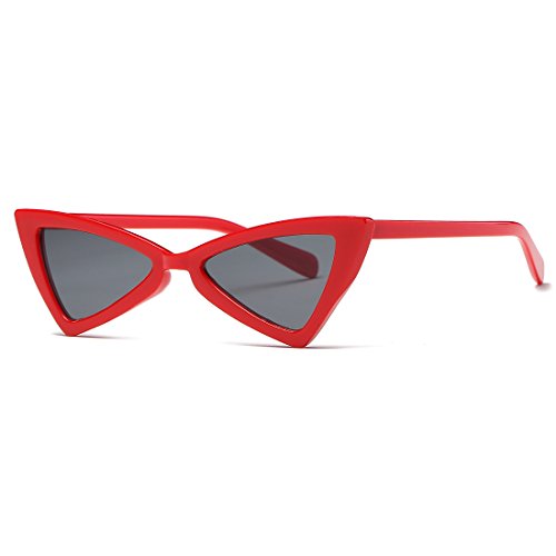 kimorn Lunettes De Soleil Pour Femmes Métal Charnières il De Chat Triangle En Plastique Cadre K0571 (Rouge&Noir)