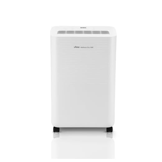 Ufesa Wellness Dry 1000 Deshumidificador 250W, 10L/24h, Silencioso 47dB con Panel Intuitivo, Función Secado Ropa, Sensor de Humedad, 2L capacidad, 2 Velocidades, Temporizador, Hasta 40m2