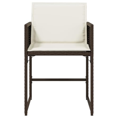 Chaises de Jardin 4 avec Coussins en Polyrotin Marron - 4
