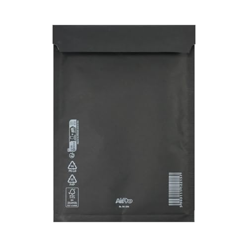 Netuno Lot de 100 enveloppes à bulles noires - 20 x 27,5 cm - Avec film à bulles - Enveloppes rembourrées - Noir