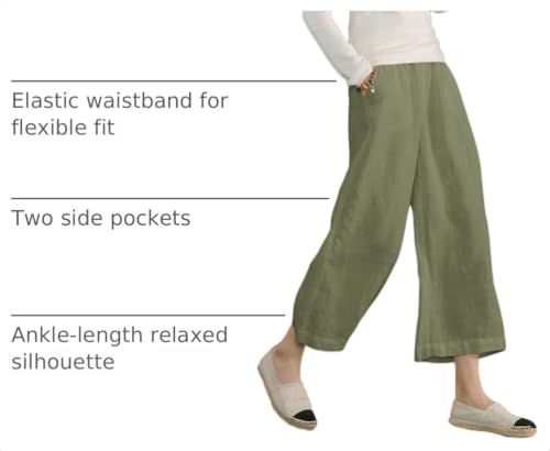 Image of ECUPPER Womens Cotton Cropped Pants Wide Leg Trousers
