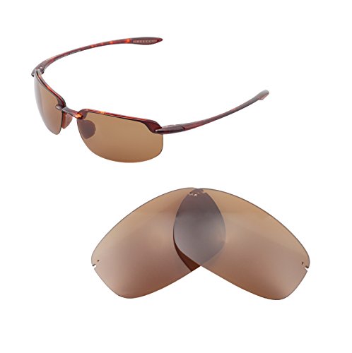 Walleva Replacement Lenses for Maui Jim Ho'okipa Sunglasses - Multiple Options Available (Brown - Polarized)