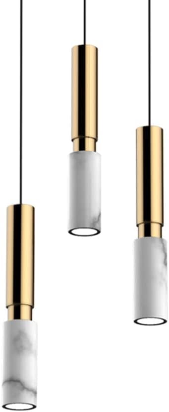 Suspension géométrique en marbre blanc 3 lampes au design chic pour salon