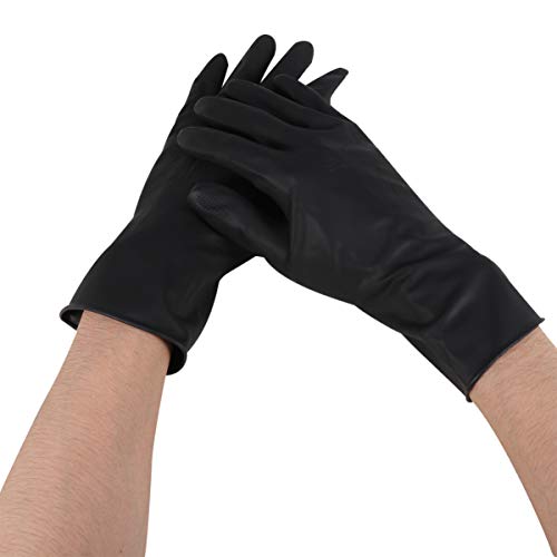 Foto von Beaupretty Haarfärbehandschuhe Professionelle Wiederverwendbare Gummihandschuhe Schwarze Latexhandschuhe Haarfärbehandschuhe Zubehör für Salon Baber 2 Paar (L)