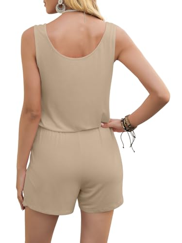 Image of DouBCQ Womens Summer Casual Sleeveless Loose Jumpsuits Romper with Pockets