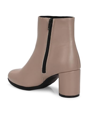Image of Delize Off White and Grey Women, Reptile Print Leather, mid Heel Plain Ankle Boots