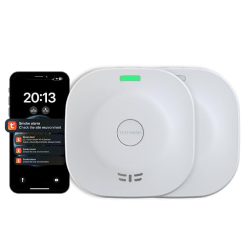 WiFi Smoke Detector 10-Year Battery Fire Alarm with App Alerts LED Indicators & 85 dB Siren Easy Install 2-Pack