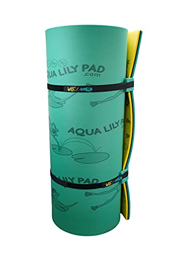 Aqua Lily Pad Bullfrog Floating Water Mat, Extra Buoyant 3 Layer Yellow / Black / Green Foam Island, Made in The USA (30 Foot)