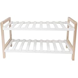 Estanteria Zapatos Madera thesecrethome.es Estantería Zapatero de Madera - Estantería Multiusos con Baldas - Organizador para Entrada, Pasillo, Baño - Alto 30 x Largo 55 x Profundo 25 centimetros (2 Baldas - Natural/Blanco)