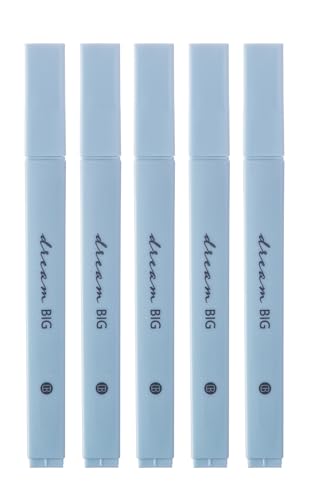DIVERSEBEE Bible Highlighters with Soft Chisel Tip, 5 Pack Single Color Pens No Bleed, Quick Dry, Cute Aesthetic Markers for Bible Study Journaling Supplies (Blue)