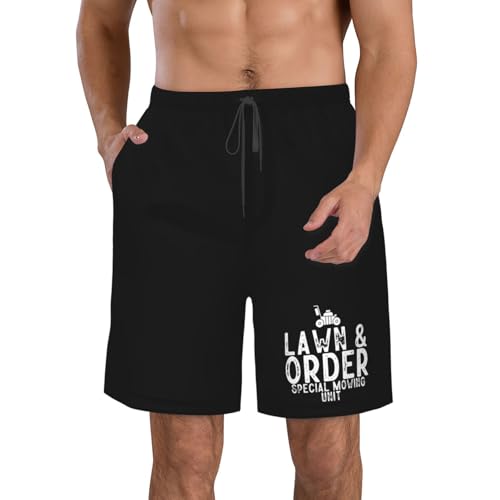 Lawn Order Special Mowing Unit Men's Casual Board Shorts - Swim Trunks Fit Hawaii Beach Short Bathing Suits,