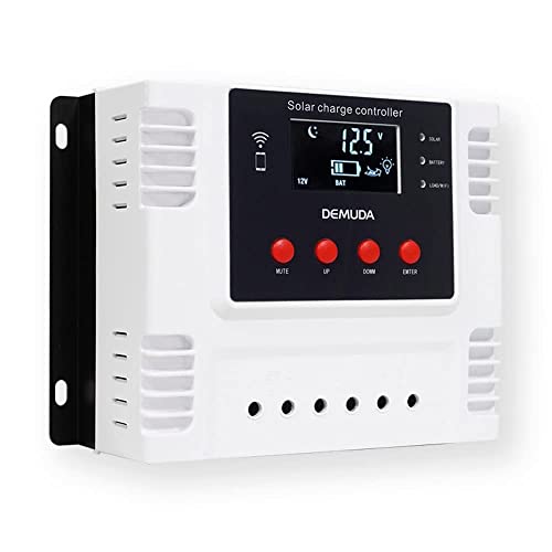 Image of amiciSmart WiFi Solar Charge Controller, Intelligent Lithium Battery Regulator for Solar Panel LCD Display with 5V USB Port 12V /24V /48V, 1.04kW (20A)