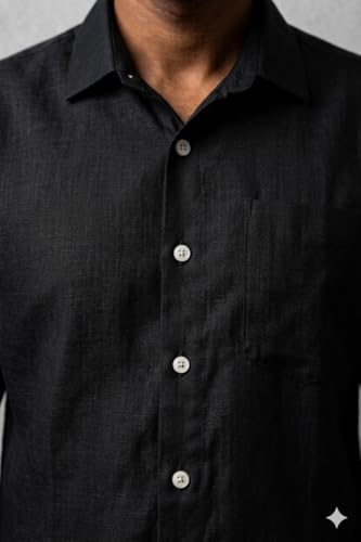 Image of Men's Linen Blend Shirt | Breathable Summer Shirt for Men | Full Sleeve Casual | Classic Fit Solid | Lightweight Comfortable | Summer Classics Collection