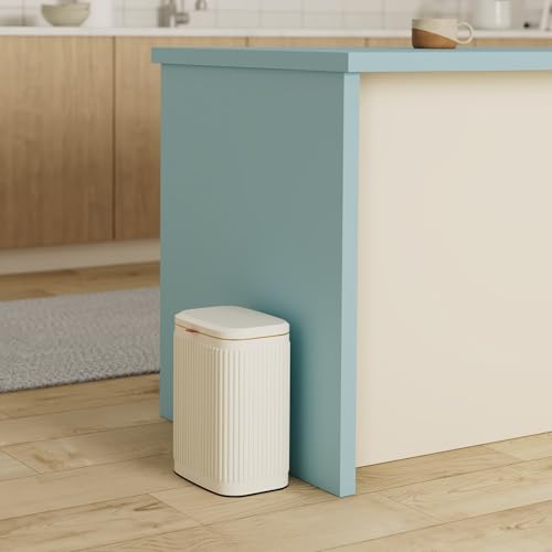 🏡🍽️Kitchen Compost Bin Hanging Trash Can – 2.1 Gallon Stainless Steel Wall-Mount Bin with Lid | Indoor Trash Solution for Cabinet, Under Sink & Bathroom (Ivory White, 8L) - Image 2