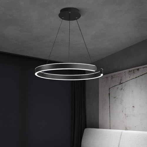 Luminaire suspendu LED noir rond minimaliste plafonnier salon moderne