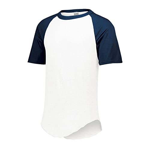 Augusta Sportswear Short Sleeve Baseball Jersey, Large, White/Navy