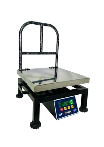 Image of Weight Scale Capacity 100KG x 5GM Accuracy, Stainless Steel Pan 12 * 12 Inch, Front /Back Bright Green Display, Heavy Duty Weight Machine best for Shop, Factories, Poultry and Commercials Uses