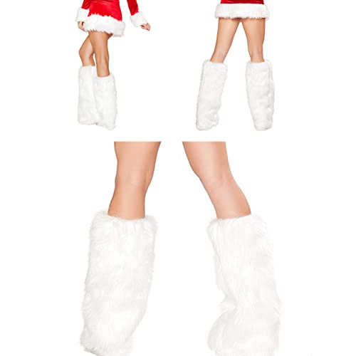 Image of SOLILOQUY Womens Faux Fur Leg Warmers Y2K E-Gril Boot Cuff Covers Cute Fur Leg Warmers Christmas Cosplay Party Accessory Set