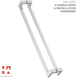 HYDROWARE Modern Contemporary Long Stainless Steel Push Pull Door Handle for Home Entrance Glass Shower Wooden Barn & Office Store Shop Doors - Brushed Satin Nickel - 36 Inch