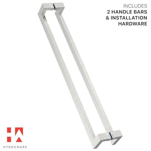 HYDROWARE Modern Contemporary Long Stainless Steel Push Pull Door Handle for Home Entrance Glass Shower Wooden Barn & Office Store Shop Doors - Brushed Satin Nickel - 36 Inch