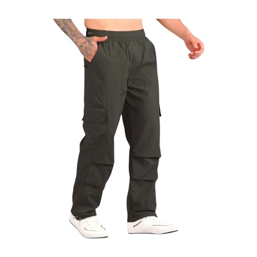 Image of Men's Water-Resistant Parachute Pants | Mens Bottom Wear | Cargo Pants for Men | Korean Pants for Man | Baggy Trackpants | Lightweight Multi-Pocket Utility Fit - Freedom to Move & All-Day Comfort