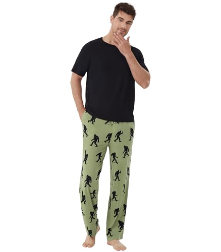 WiWi Men's Short Sleeve Pajamas Set Sleepwear Casual Soft Sleep Sets with Pockets Loungewear Viscose from Bamboo S-XXL4