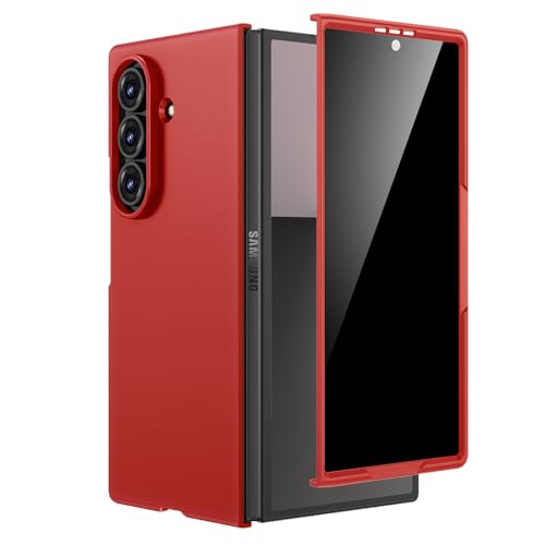 Maxdara for Z Fold 7 Case with Privacy Screen Protector, Galaxy Z Fold 7 Hard PC Shockproof Protective Case Support Wireless Charging Thin Phone Cover (Red)