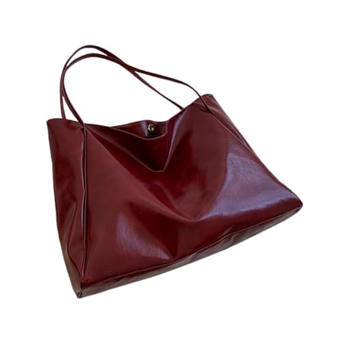 Bolsa moderna de poliuretano vintage grande capacidade para uso diário (vinho vermelho)