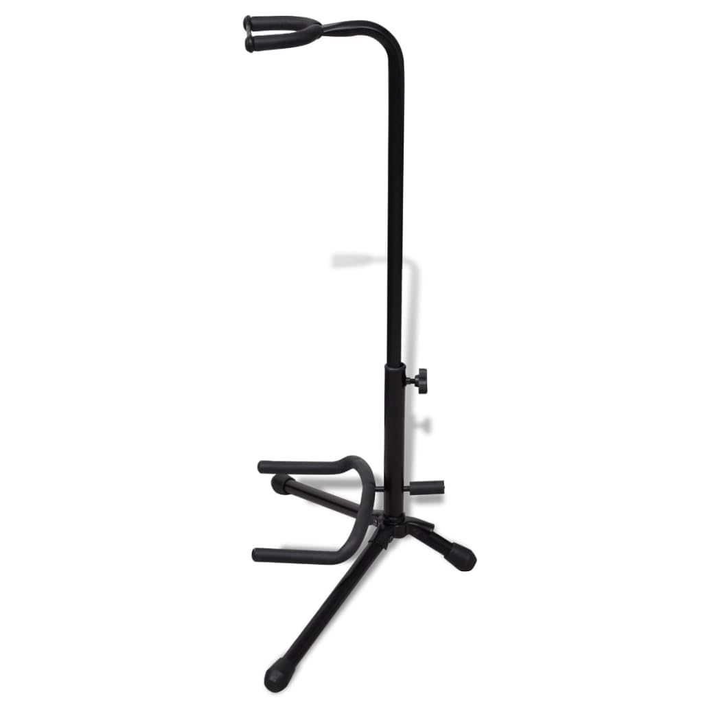 Soporte de guitarra individual ajustable de acero plegable para guitarra acústica, guitarra eléctrica, bajo, con tapas de goma antideslizantes y soporte acolchado, altura 66-80 cm