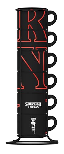 Bialetti Lot de 6 tasses empilables Stranger Things – Fluorescentes, brillent et changent de couleur dans l’obscurité, non compatibles lave-vaisselle, 80 ml...